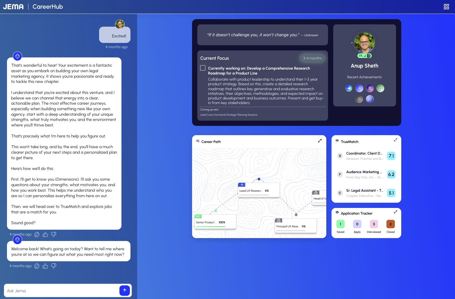 JEMA CareerHub product interface