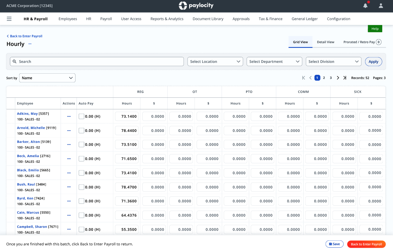 Paylocity Run Payroll screen screenshot